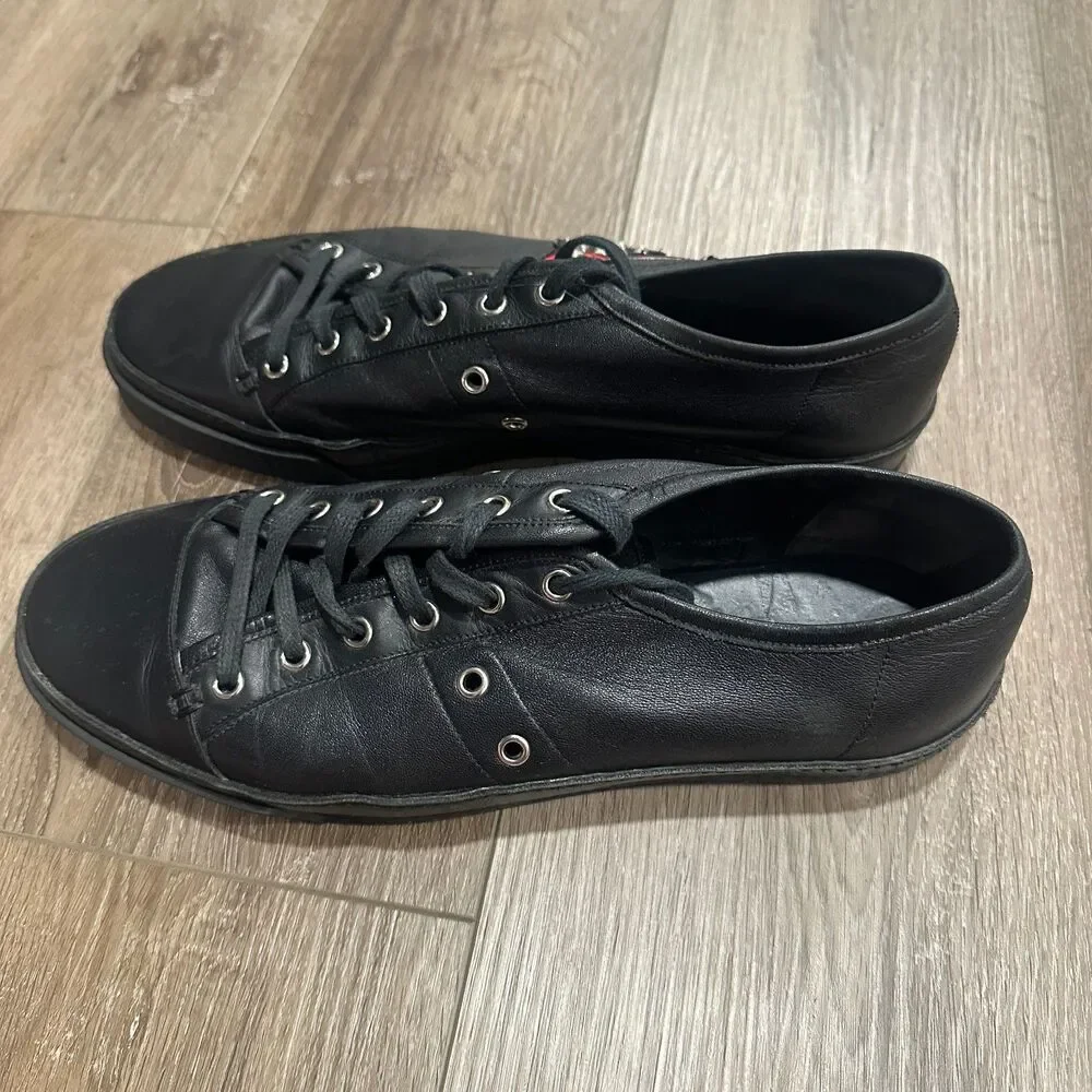 Gucci Black Leather Studded Script Logo Patch Low Top Sneakers Gucci 9 US Men 10